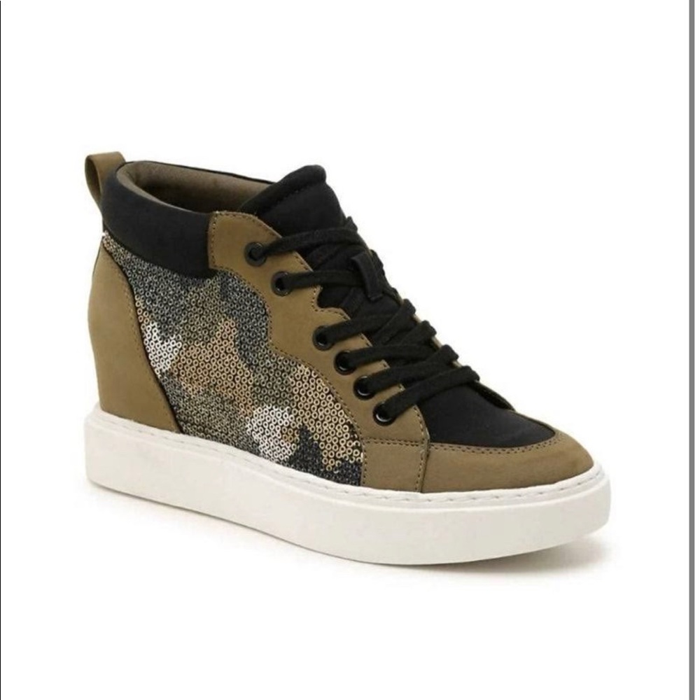 Mix No. 6 Army/Black Sequin Wedge Sneakers